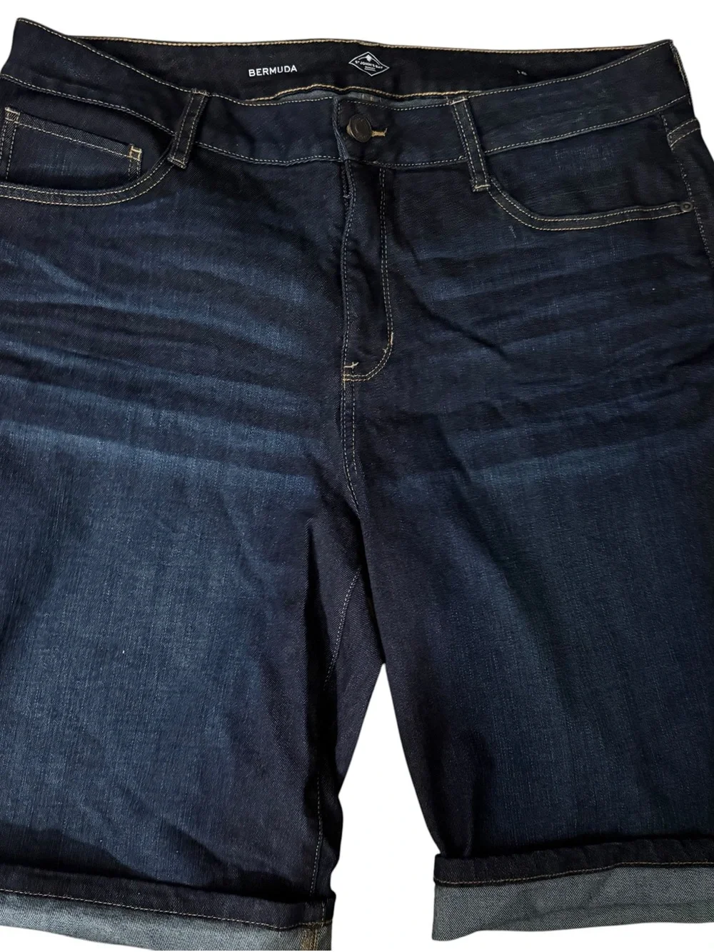 St John’s Bay Bermuda women’s Sz 18 Dark Blue Denim Jeans Shorts